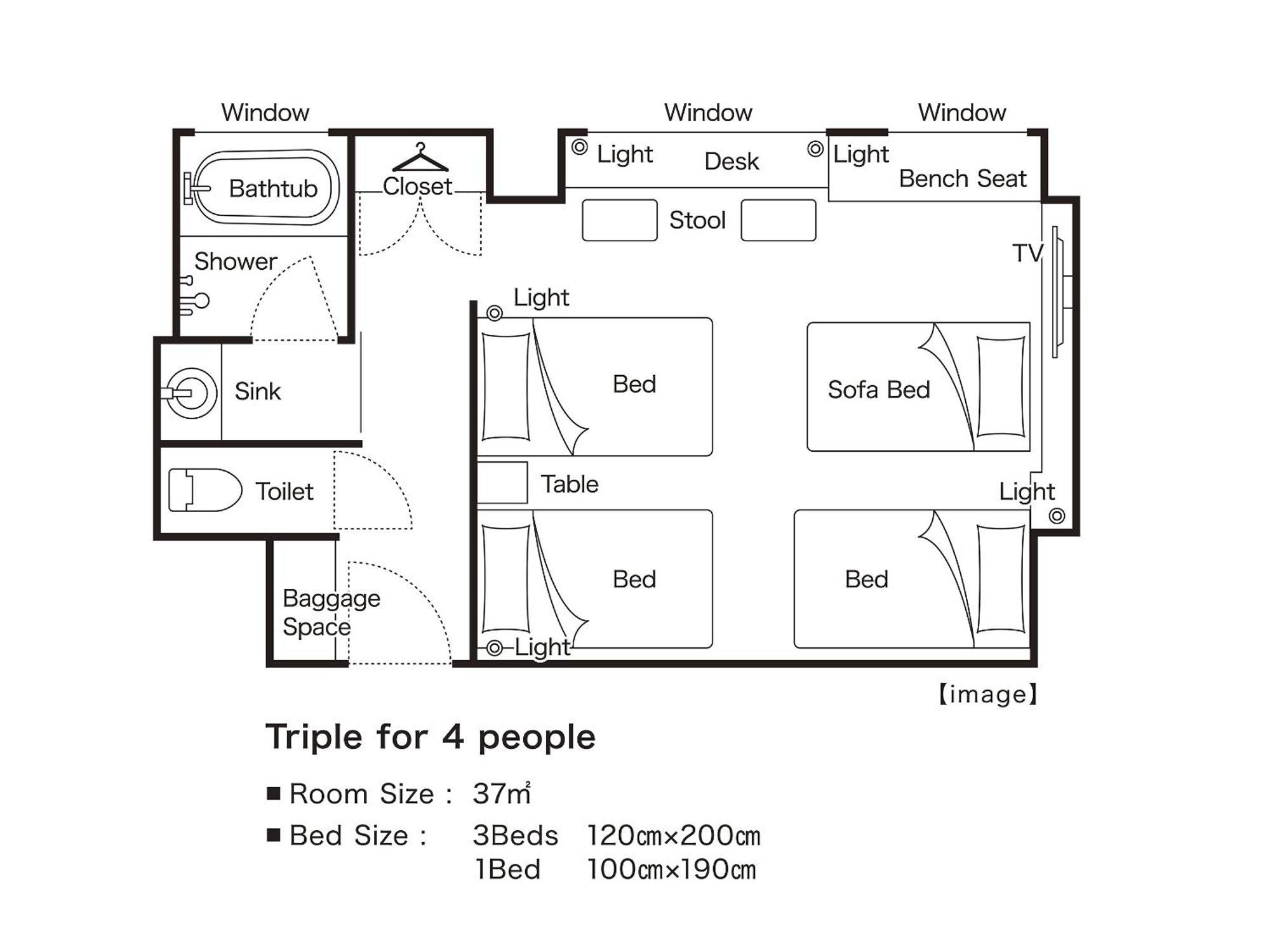 Triple Room (4 Adults) - Non-Smoking